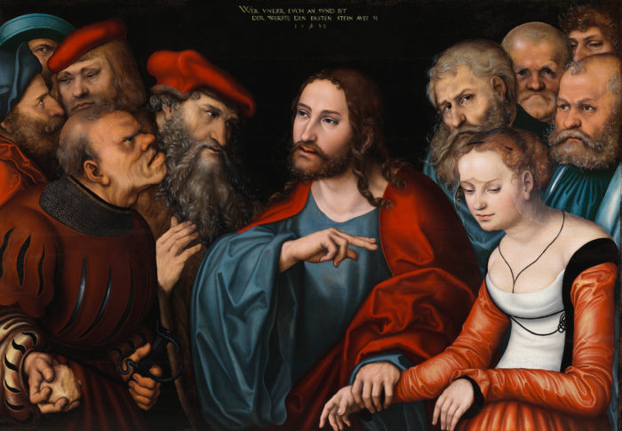 id. Lucas Cranach: Krisztus és a házasságtörő asszony
