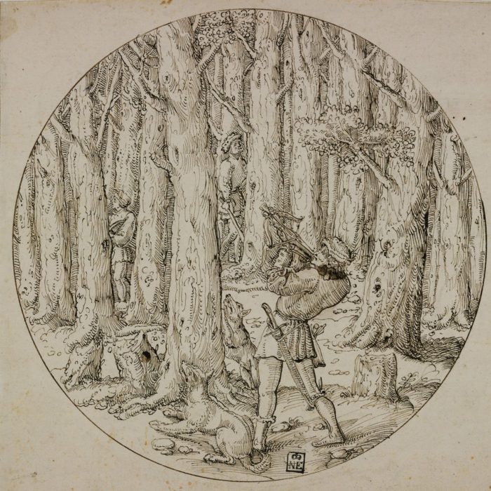 Augustin Hirsvogel: Mókusvadászat számszeríjjal, 1530-1536 körül